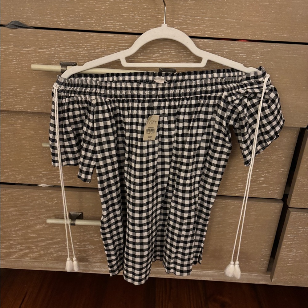 NWT off the shoulder gingham ann taylor loft top size XXSP